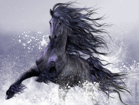 fantasy-horse-black-in-the-ocean-waves